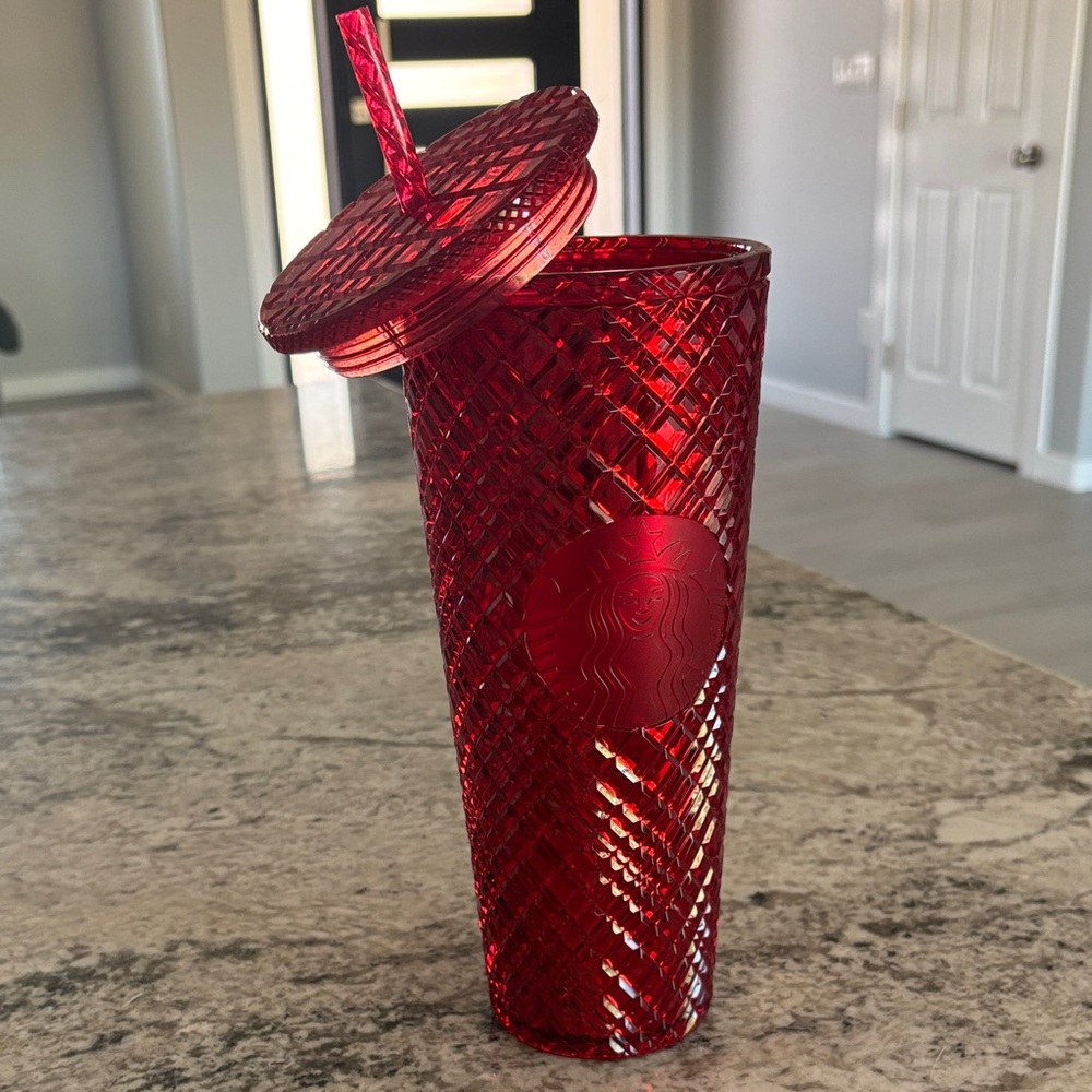 Starbucks Ruby Red Textured Tumbler with Straw